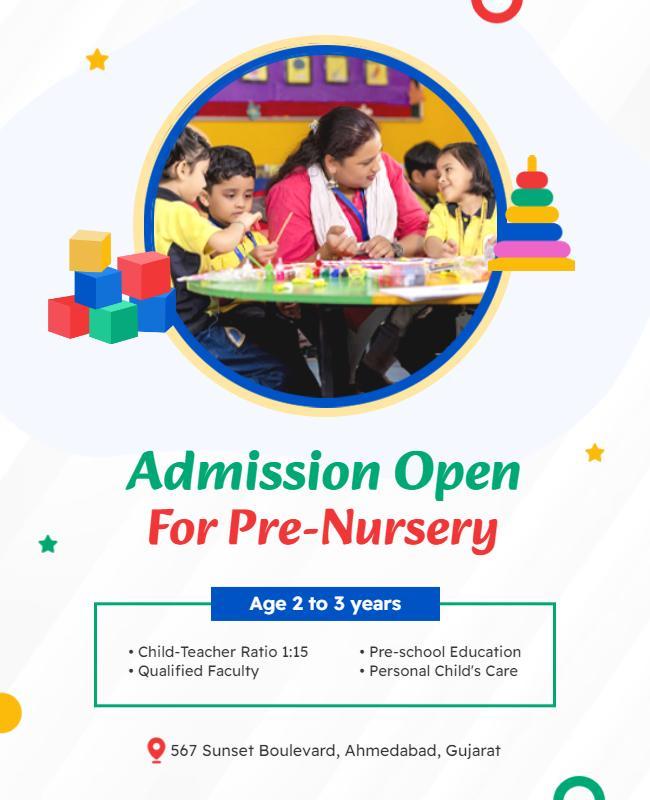 Colorful Playful Pre-Nursery Admission Open Poster Template