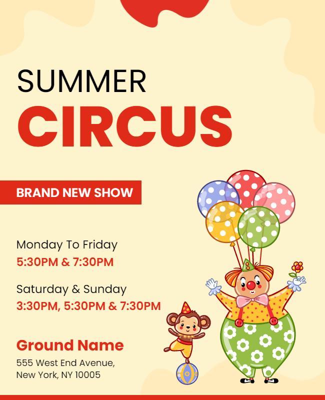 Colorful Playful Summer Circus Show Poster Template