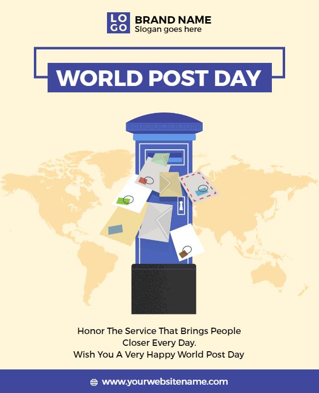 Colorful Postal Service Celebrating World Post Day Poster Template