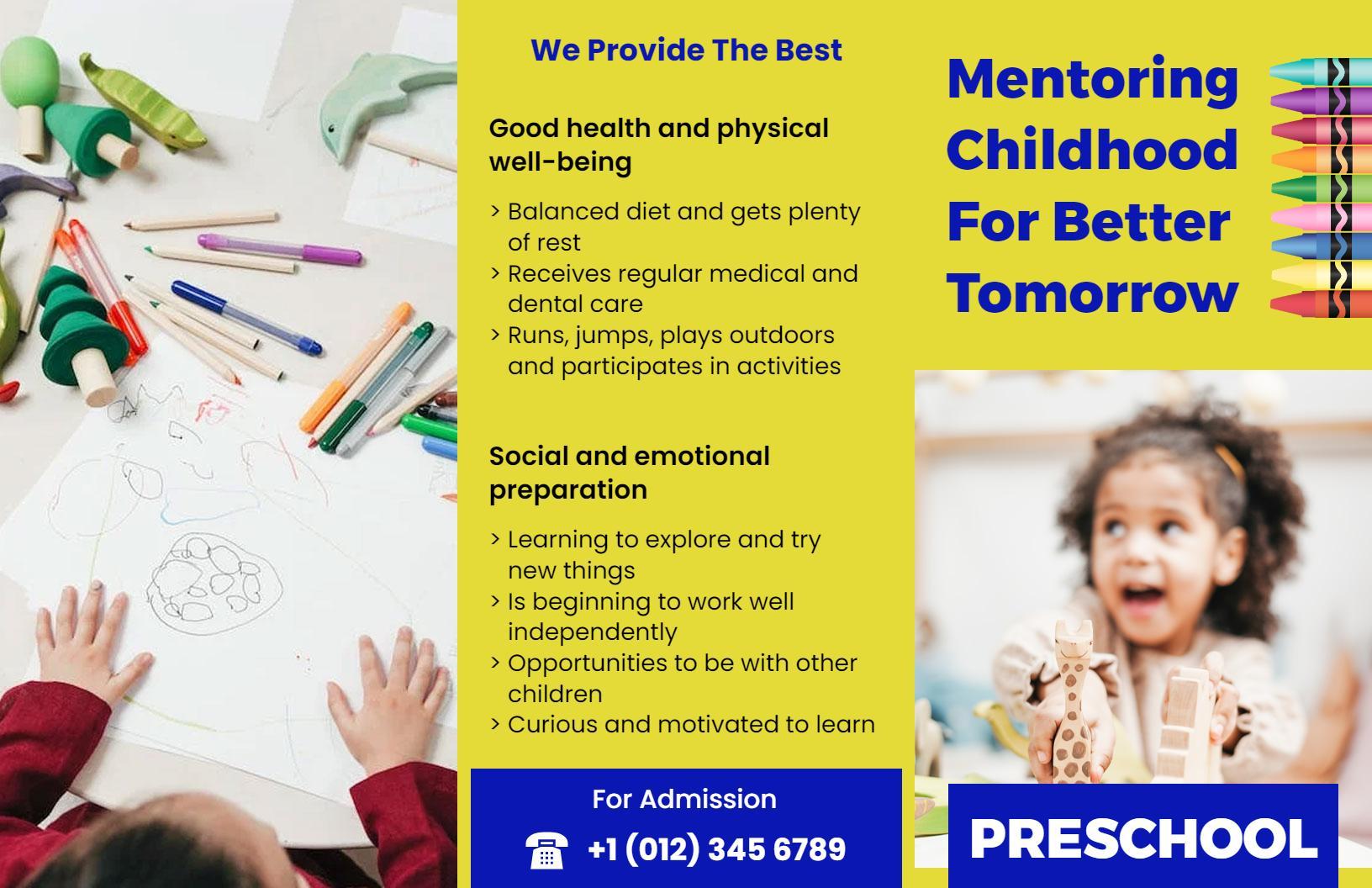 Colorful Preschool Early Childhood Development Program Brochure Template