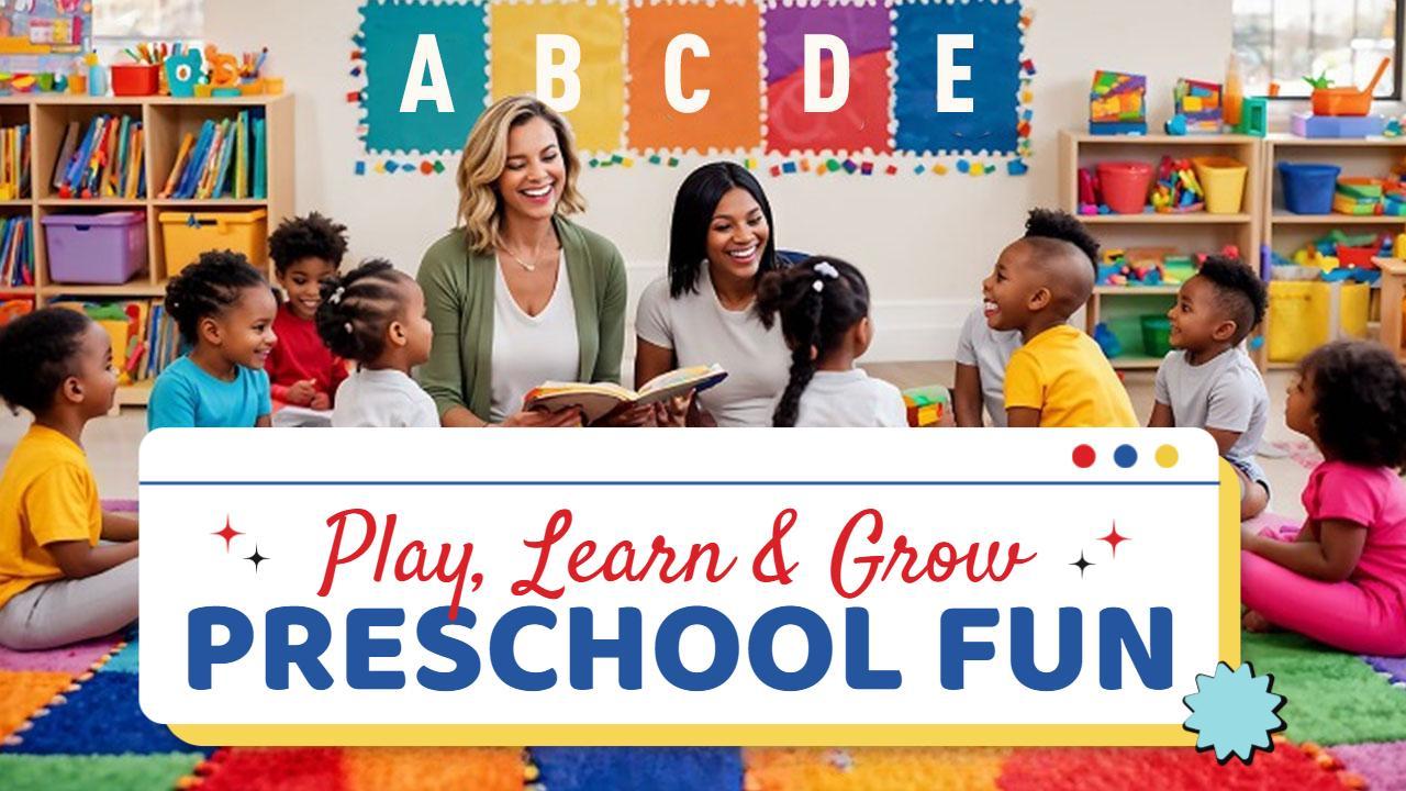 Colorful Preschool Learning Activities Trending YouTube Thumbnail Template