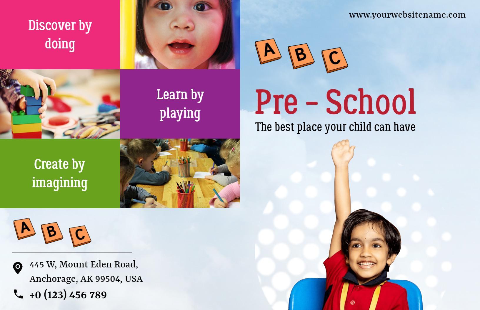 Colorful Preschool Learning and Activity Brochure Template