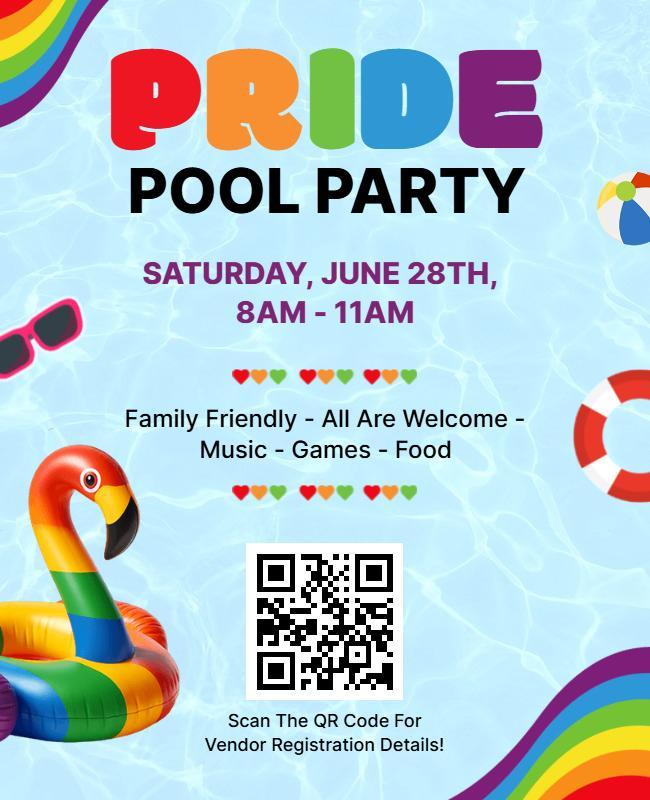 Colorful Pride Celebration Pool Party Flyer Template