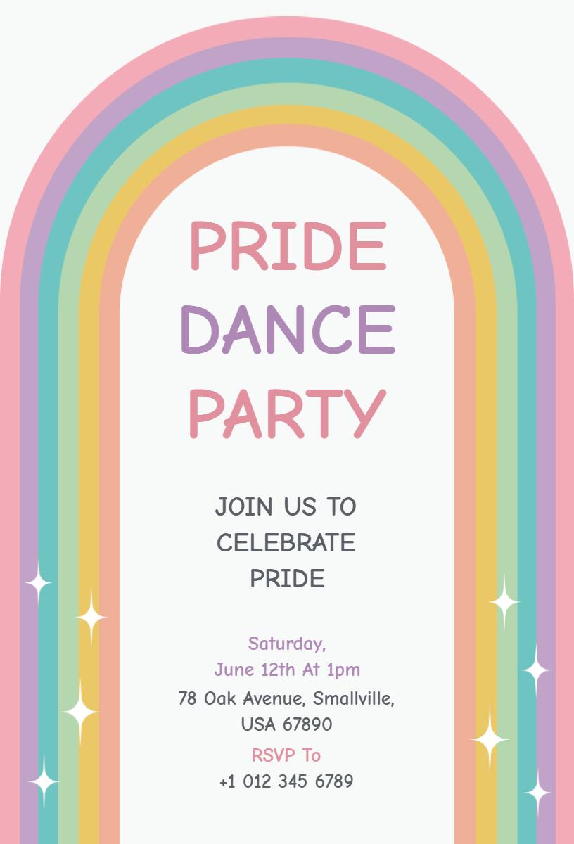 Colorful Pride Dance Celebration Party Invitation Template