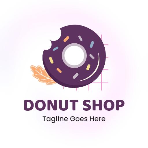 Colorful Purple Donut Delighting Customers at Your Donut Shop Logo Template