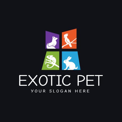 Colorful Quadrants Featuring Diverse Exotic Pet Species Logo Template