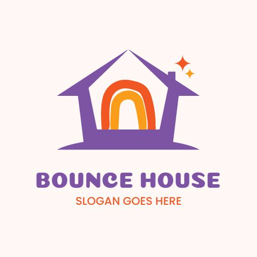 Colorful Rainbow and House Design for Bounce House Logo Template