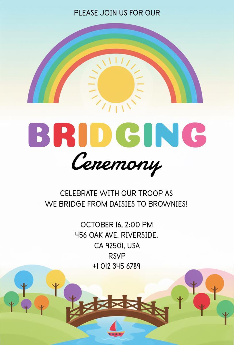 Colorful Rainbow Bridging Ceremony Invitation Template