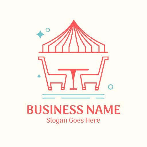 Colorful Red and Blue Tent Design for Party Rental Logo Template