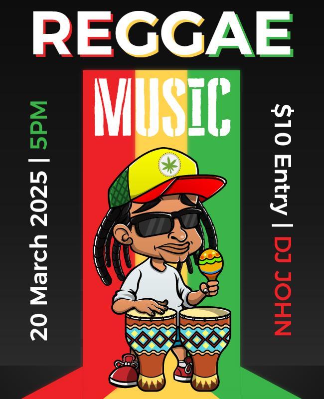 Colorful Reggae Music Festival Celebration Flyer Template