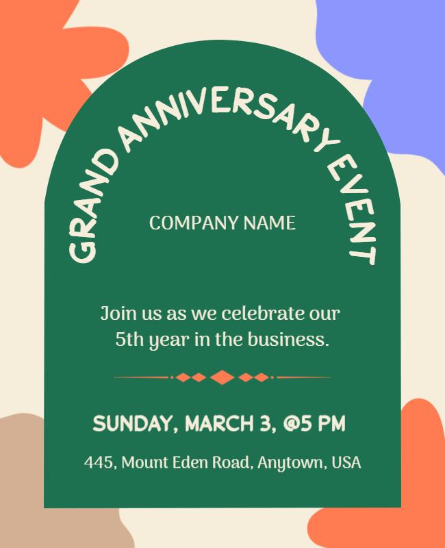 Colorful Retro Celebration for Company Anniversary Flyer Template