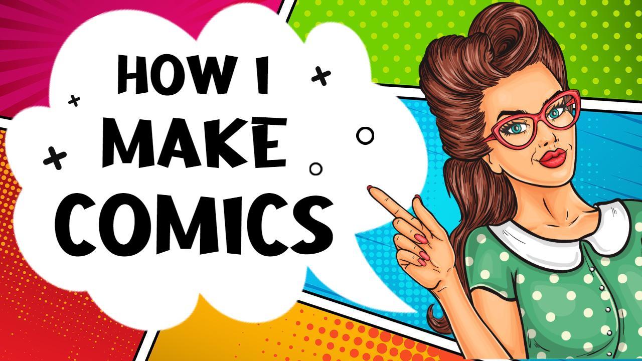 Colorful Retro Comic Creation Process YouTube Thumbnail Template