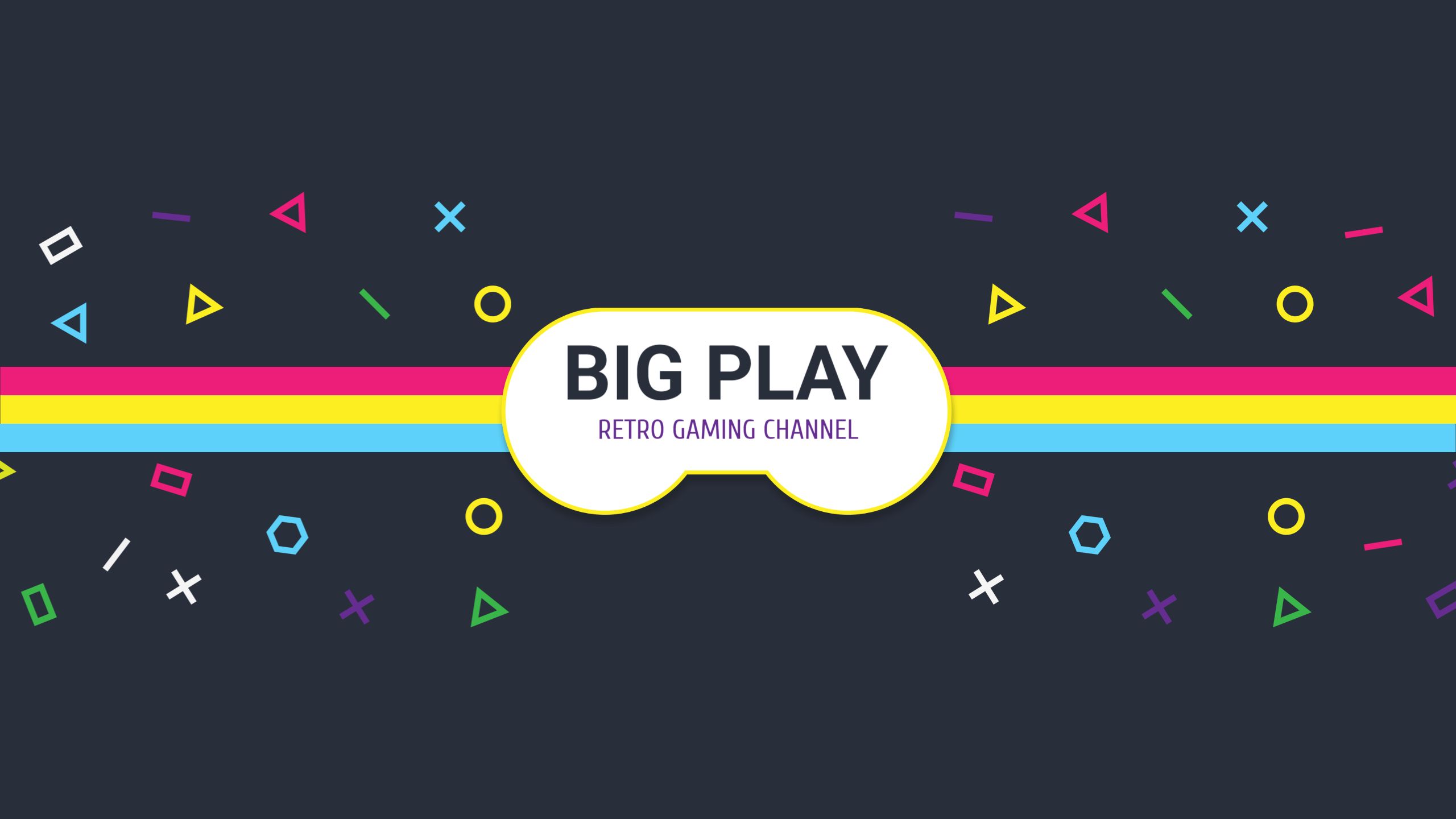 Colorful Retro Gaming Channel with Geometric Shapes Banner Template