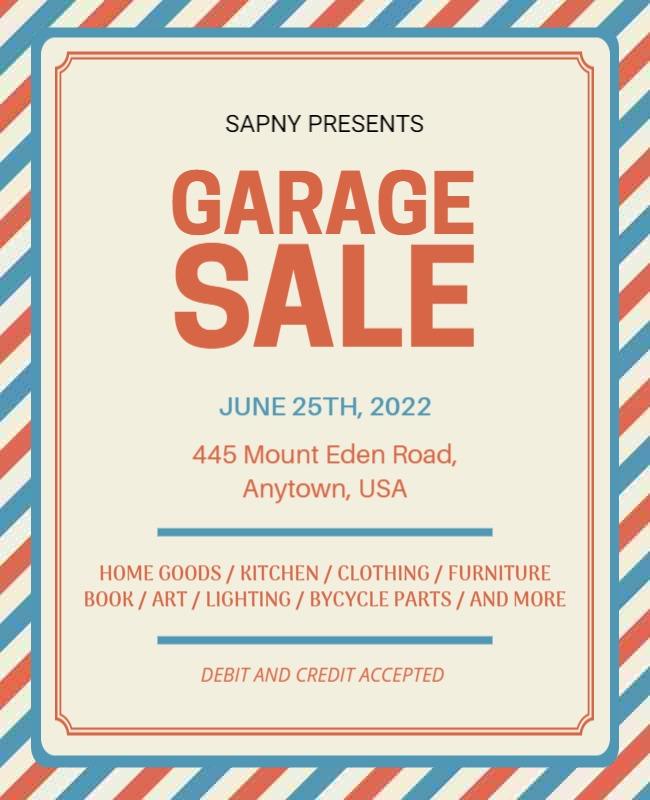 Colorful Retro Garage Sale Event Poster Template