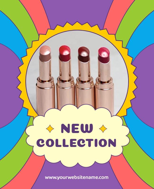 Colorful Retro Lipstick New Collection Poster Template
