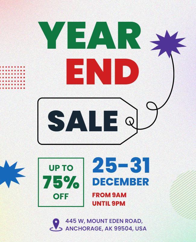 Colorful Retro Year End Sale Promotional Poster Template