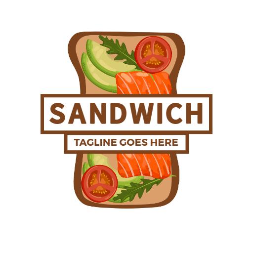 Colorful Sandwich With Fresh Vegetables And Salmon Logo Template