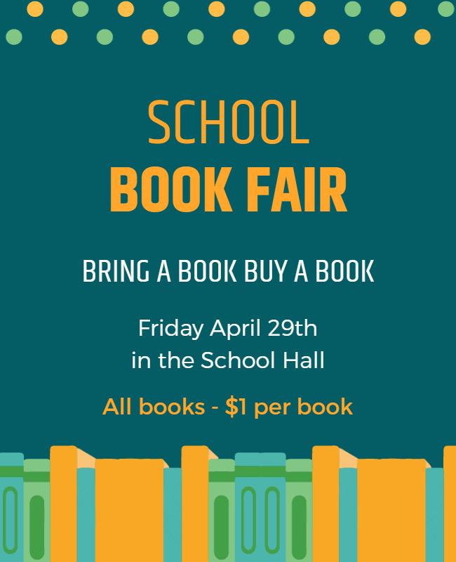 Colorful School Book Fair Event Announcement Poster Template