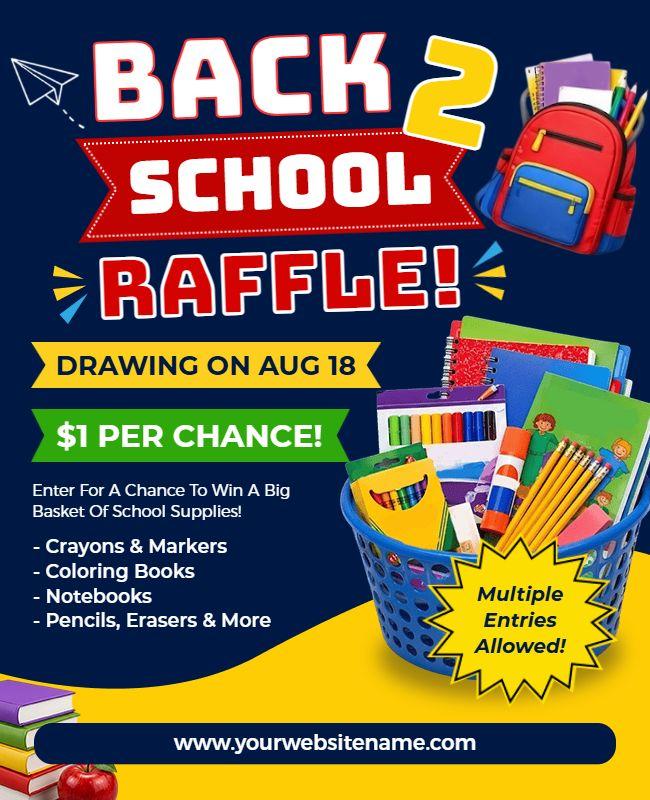 Colorful School Supplies Back to School Raffle Flyer Template