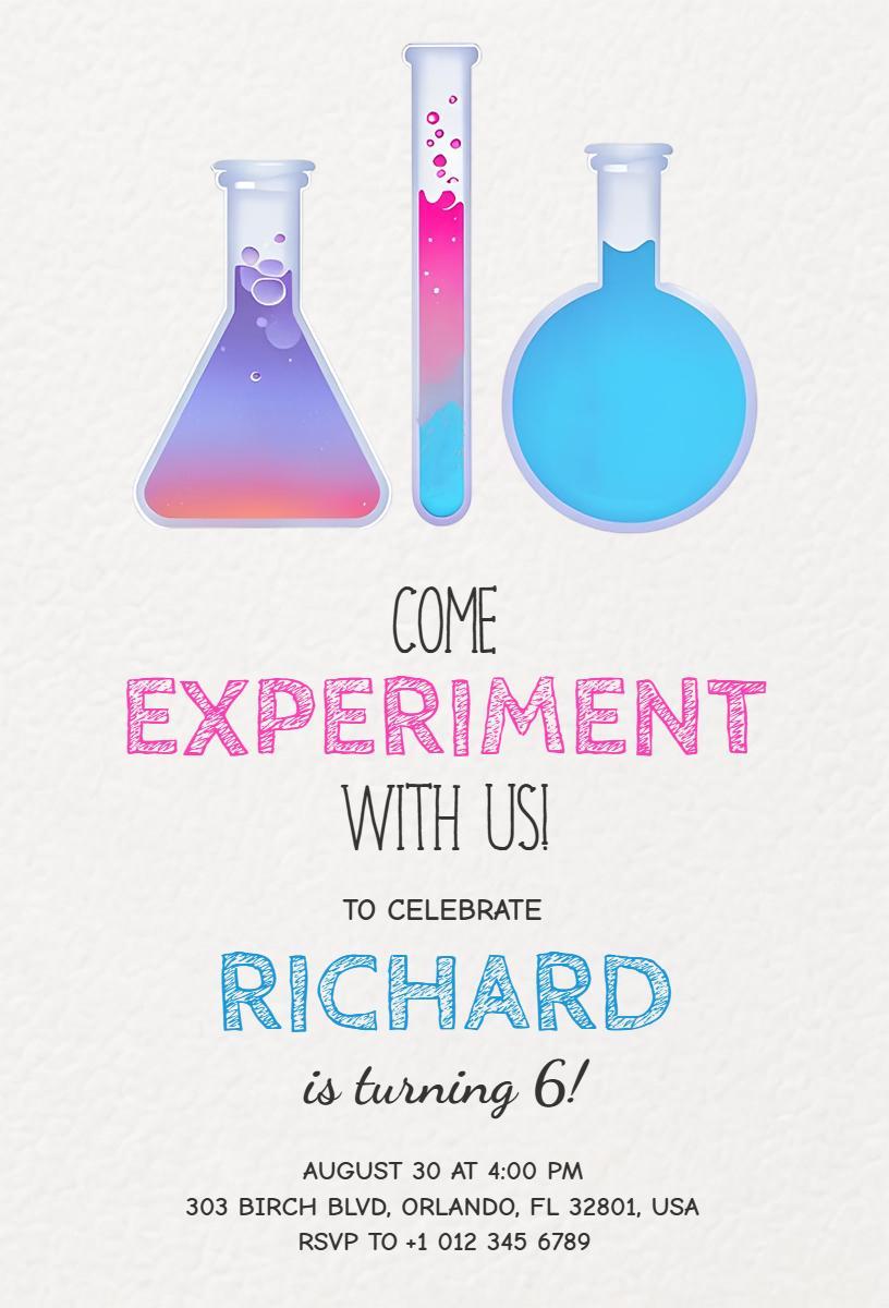 Colorful Science Experiment Birthday Celebration Invitation Template
