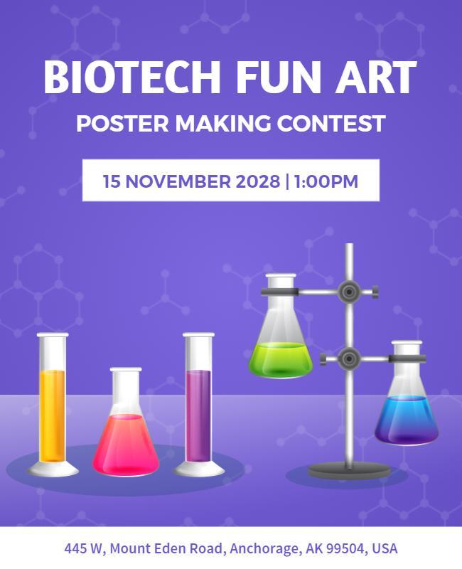Colorful Science Experiment Theme Biotechnology Contest Flyer Template