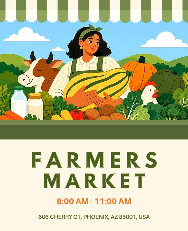 Colorful Seasonal Farmers Market Poster Template