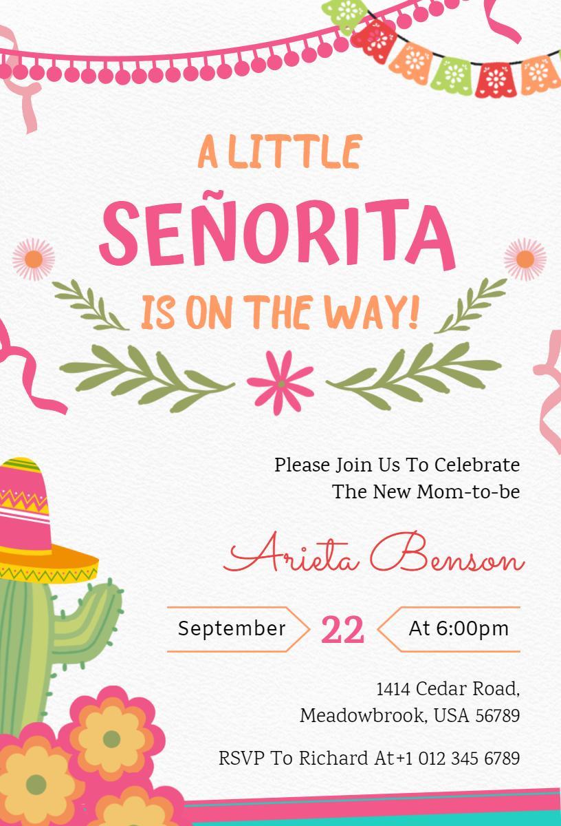 Colorful Senorita Baby Shower Celebration Invitation Template