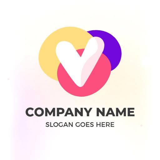 Colorful Shapes Highlighting V Letter for Creative Branding Logo Template