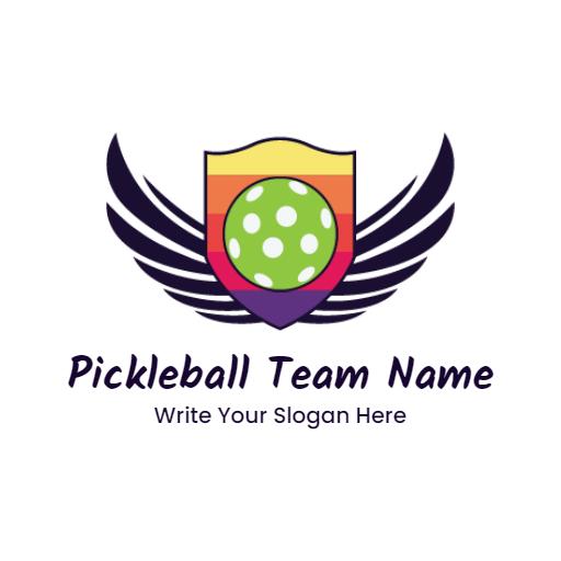 Colorful Shield Design Featuring Pickleball Team Name Logo Template
