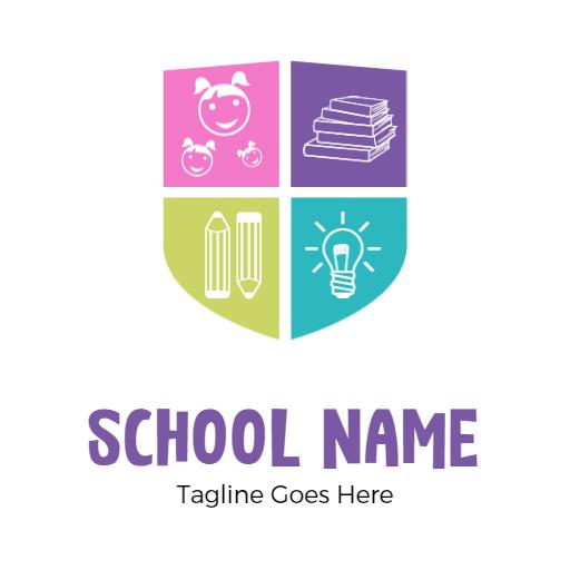 Colorful Shield Featuring Fun School Activities Logo Template