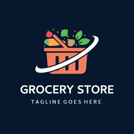 Colorful Shopping Basket Design Representing Grocery Store Logo Template