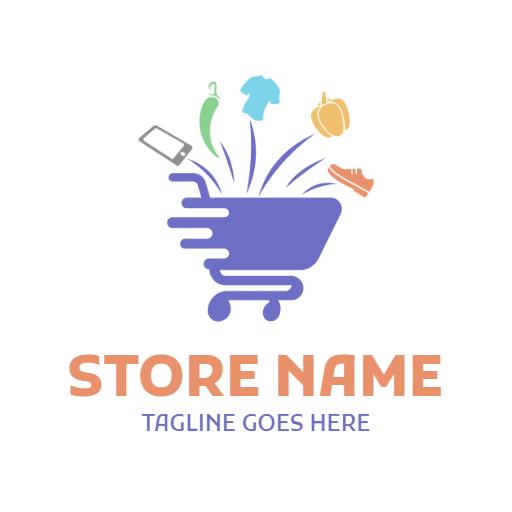 Colorful Shopping Cart Icon Representing Departmental Store Logo Template