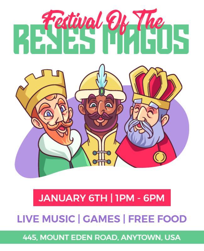 Colorful Silhouetted Three Kings Festival Celebration Poster Template