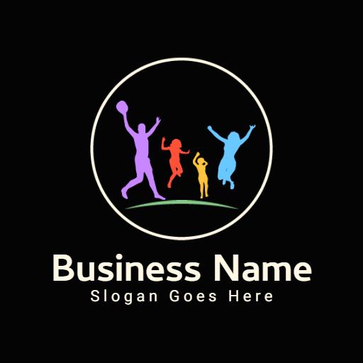Colorful Silhouettes of Family Enjoying Activities Logo Template