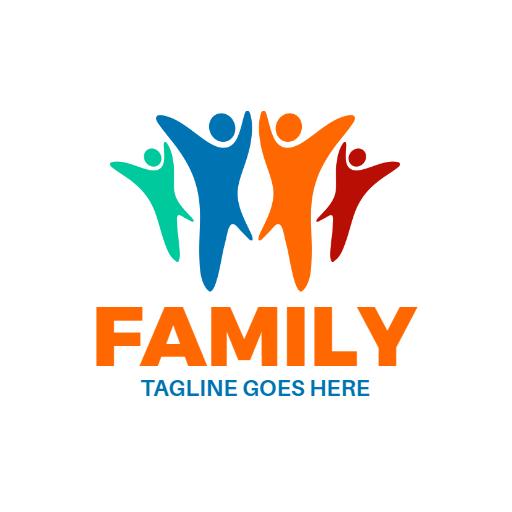 Colorful Silhouettes of Happy Family Members Logo Template