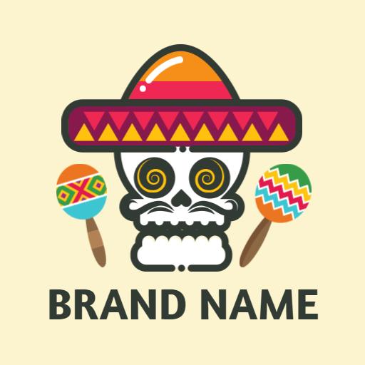 Colorful Skull with Sombrero Celebrating Mexico Culture Logo Template