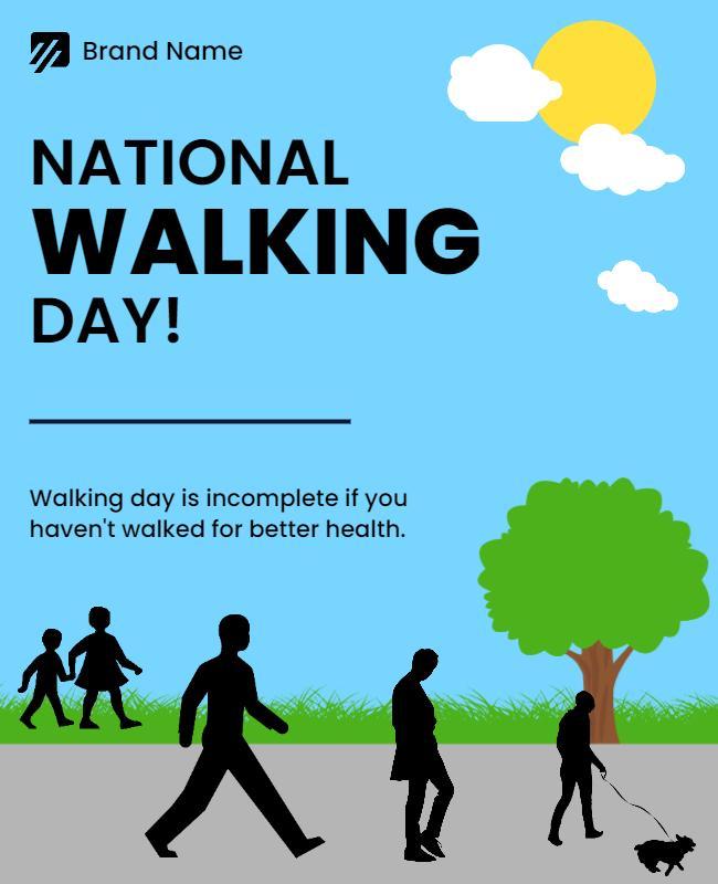 Colorful Sky Background for National Walking Day Celebration Poster Template