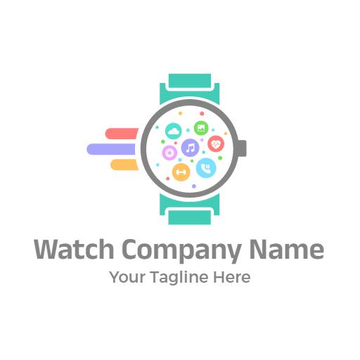 Colorful Smartwatch Design Showcasing Modern Features Logo Template