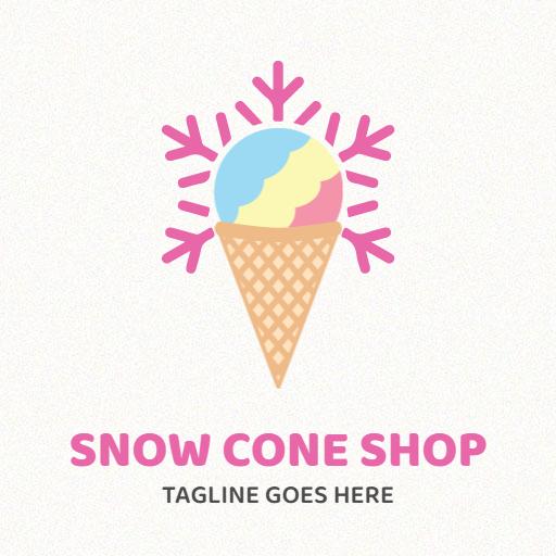 Colorful Snow Cone in a Waffle Cone for Summer Refreshment Logo Template