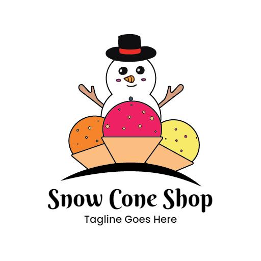 Colorful Snow Cone Treats with Cheerful Snowman Logo Template