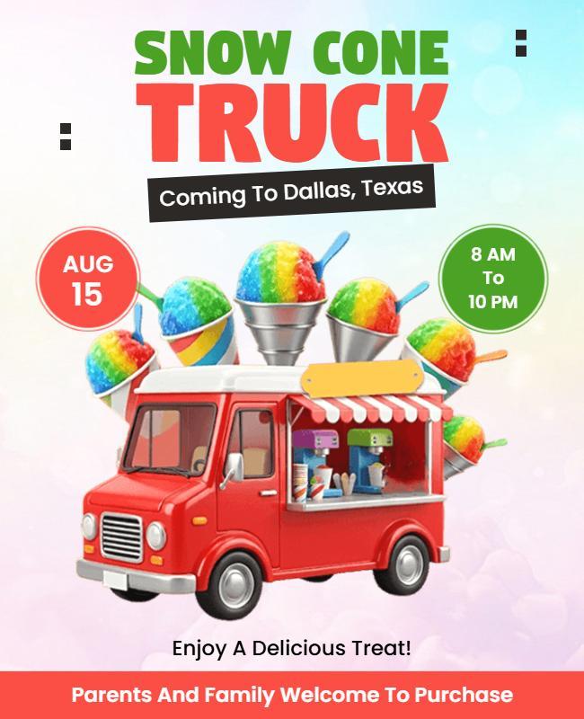 Colorful Snow Cone Truck Flyer Template