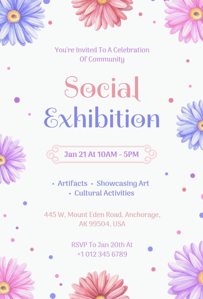 Colorful Social Community Art Exhibition Invitation Template