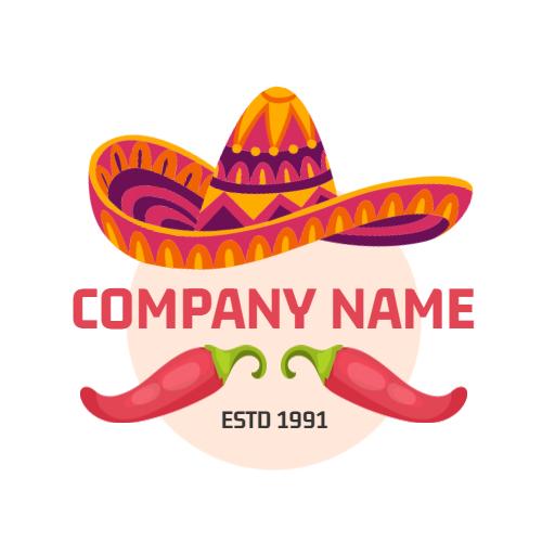 Colorful Sombrero and Chili Peppers Celebrating Mexico Logo Template