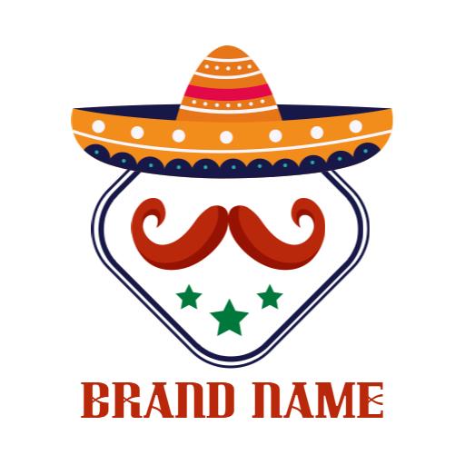 Colorful Sombrero and Mustache Design Celebrating Mexico Logo Template
