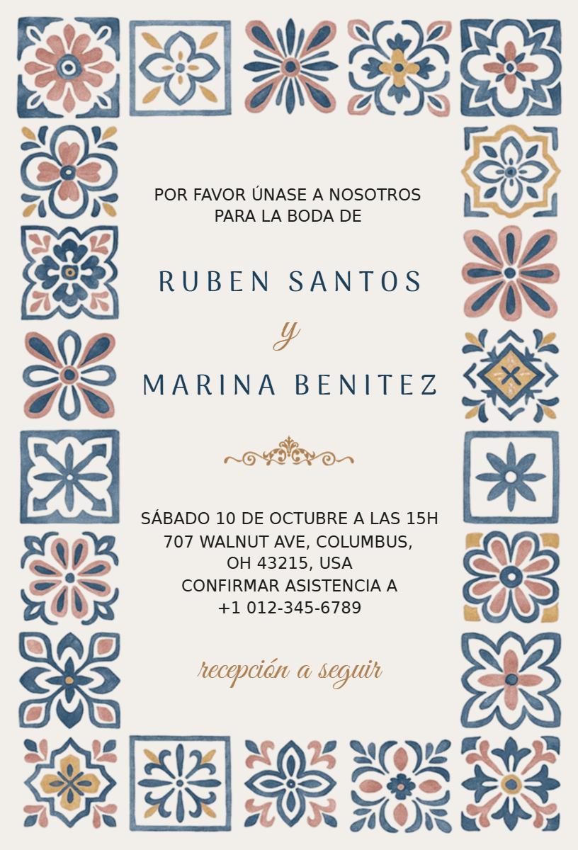 Colorful Spanish Tile Inspired Wedding Celebration Invitation Template