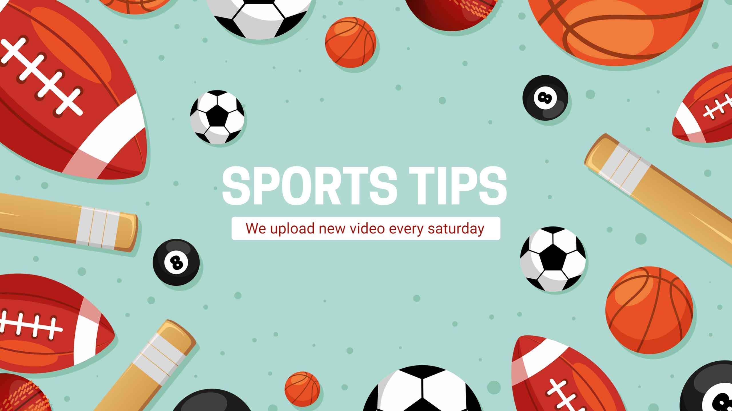 Colorful Sports Equipment and Balls on Blue Background Banner Template