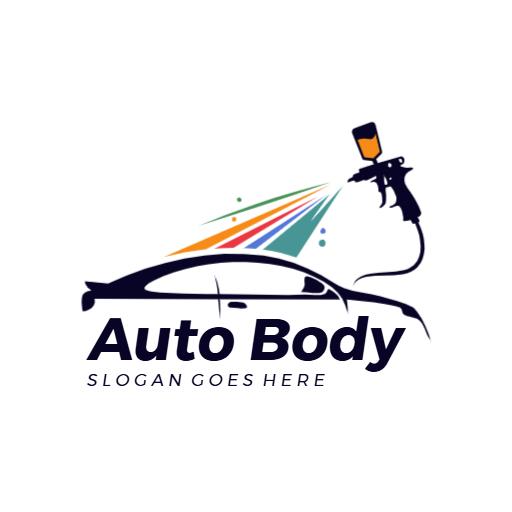 Colorful Spray Paint Action Showcasing Auto Body Shop Logo Template