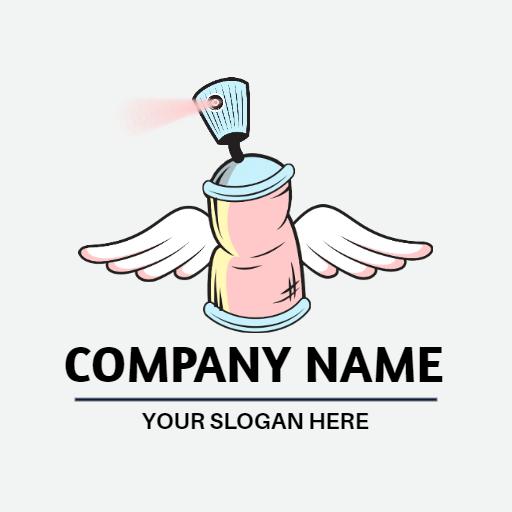 Colorful Spray Paint Can with Wings Design for Graffiti Logo Template