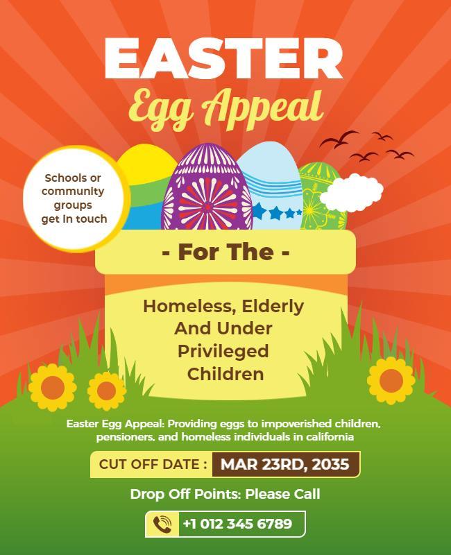 Colorful Spring Easter Fundraiser Community Appeal Poster Template