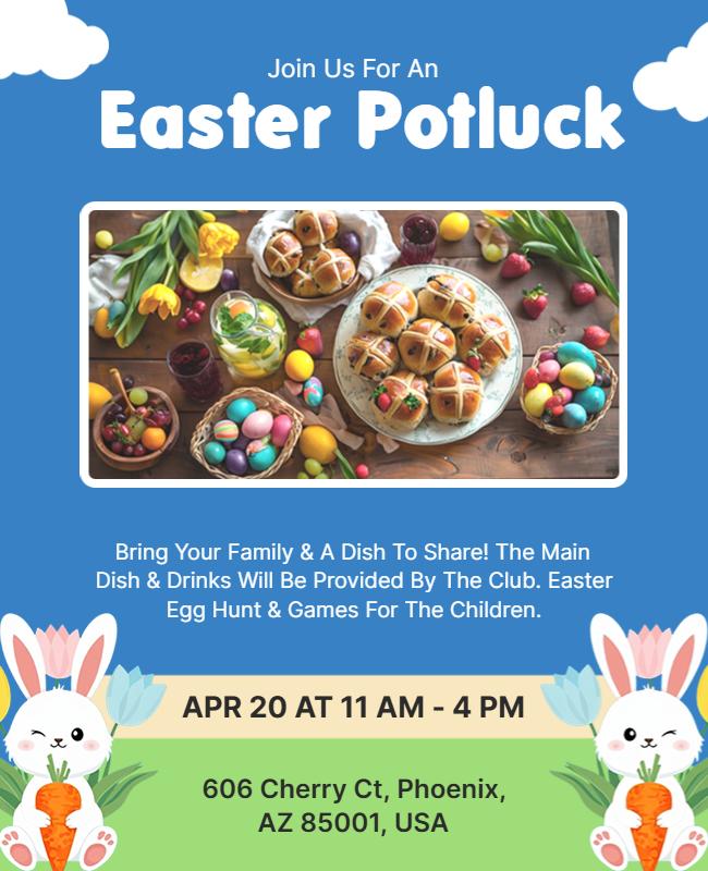 Colorful Spring Easter Potluck Family Gathering Poster Template